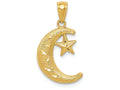 FJC Finejewelers 14k Yellow Gold Polished Textured Moon Stars Charm