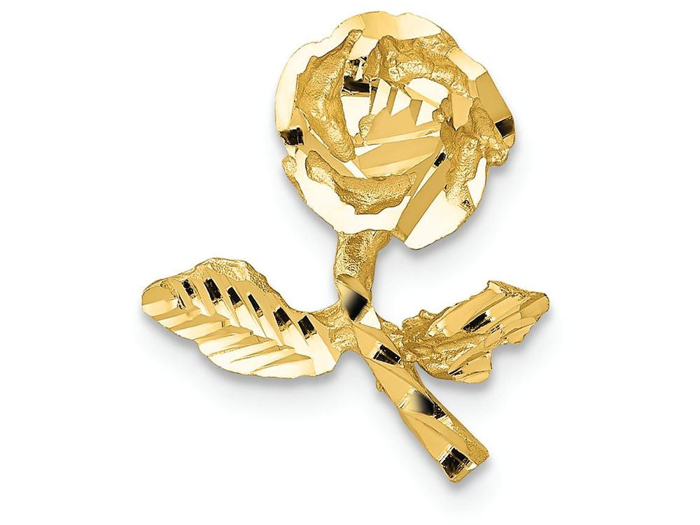 FJC Finejewelers 14k Yellow Gold Satin Bright Cut Rose Chain Slide Charm