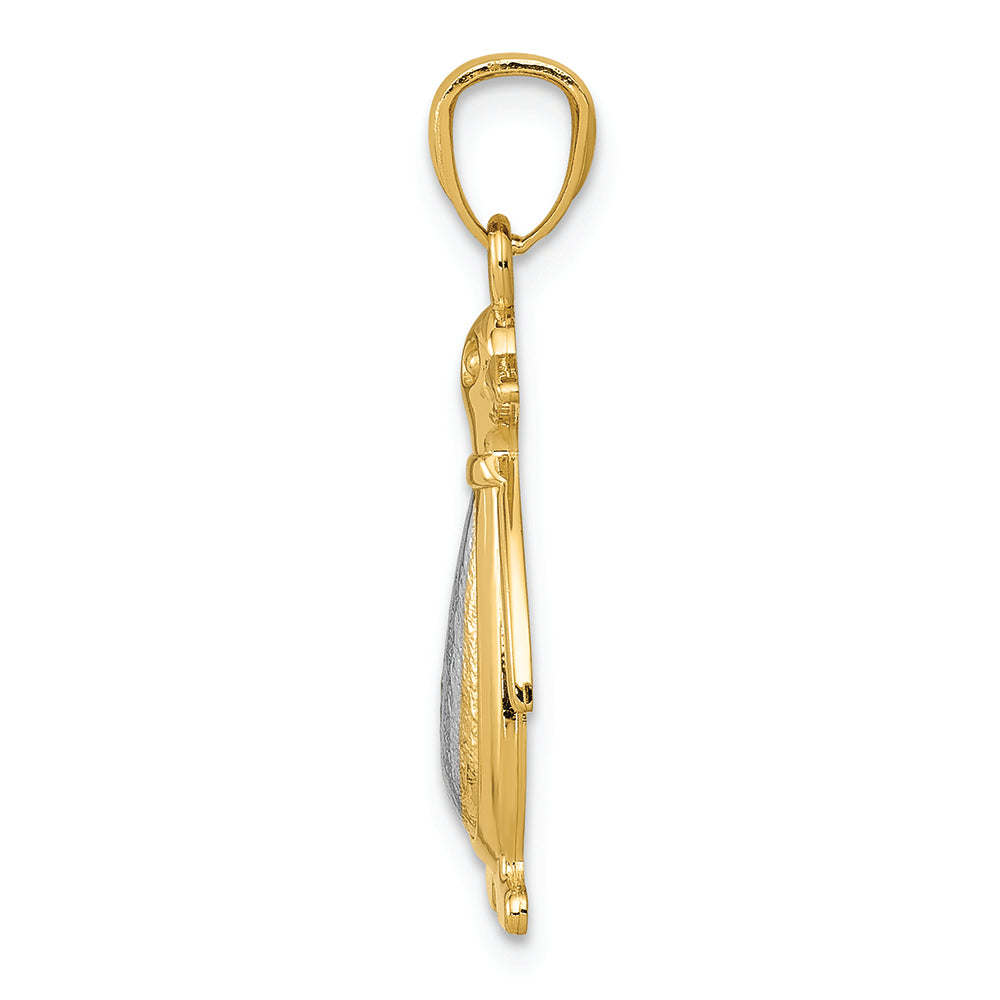 FJC Finejewelers 14k Yellow White Gold Polished Textured Penguin Charm