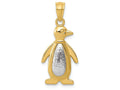 FJC Finejewelers 14k Yellow White Gold Polished Textured Penguin Charm