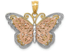FJC Finejewelers 14k Yr Gold with with Rhodium Polished Cut-out 2-level Butterfly Charm