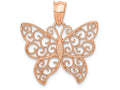 FJC Finejewelers 14k Rose Gold Polished Filigree Butterfly Charm