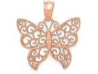 FJC Finejewelers 14k Rose Gold Polished Filigree Butterfly Charm