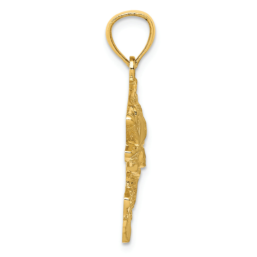 FJC Finejewelers 14k Yellow Gold Polished Textured Bass Charm