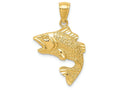 FJC Finejewelers 14k Yellow Gold Polished Textured Bass Charm