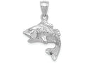 FJC Finejewelers 14k White Gold Polished Textured Bass Charm