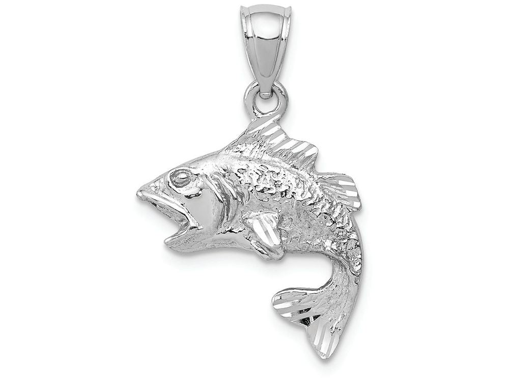 FJC Finejewelers 14k White Gold Polished Textured Bass Charm