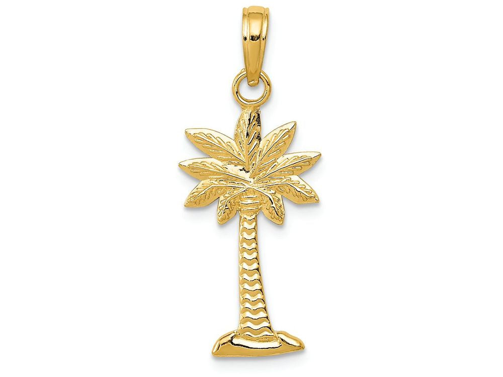 FJC Finejewelers 14k Yellow Gold Polished And Textured  Palmetto Palm Tree Charm