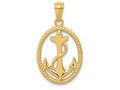 FJC Finejewelers 14k Yellow Gold Polished Anchor with Rope Oval Charm