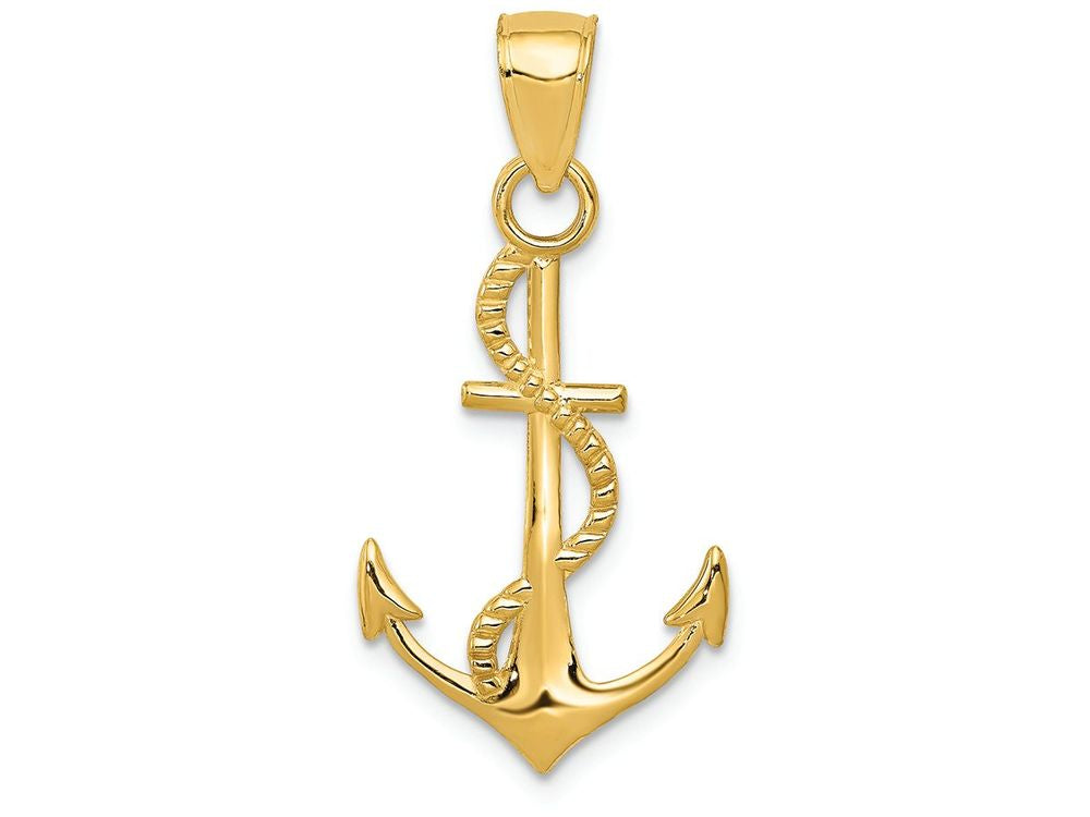 FJC Finejewelers 14k Yellow Gold Polished Anchor with Rope Charm