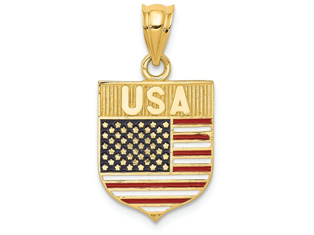 FJC Finejewelers 14k Yellow Gold Usa Flag Enameled Charm