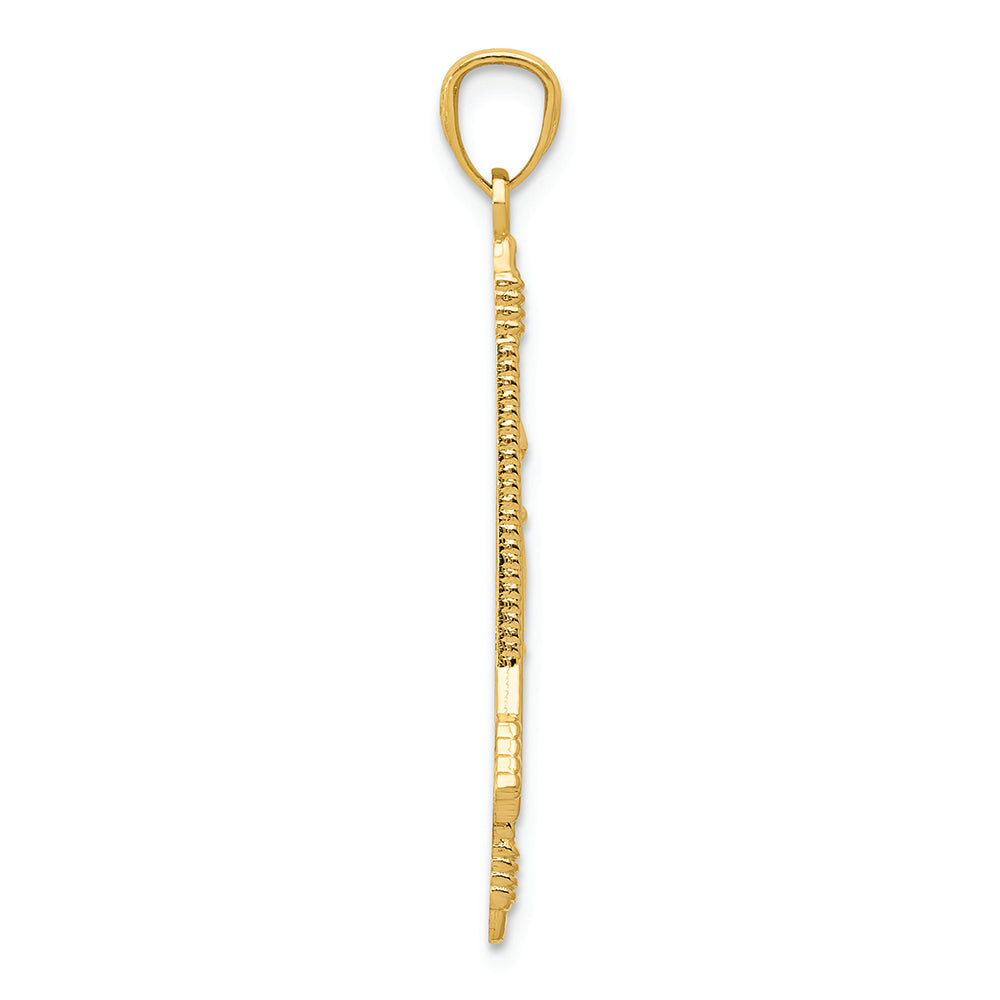 FJC Finejewelers 14k Yellow Gold Polished Textured Bow Arrow Charm