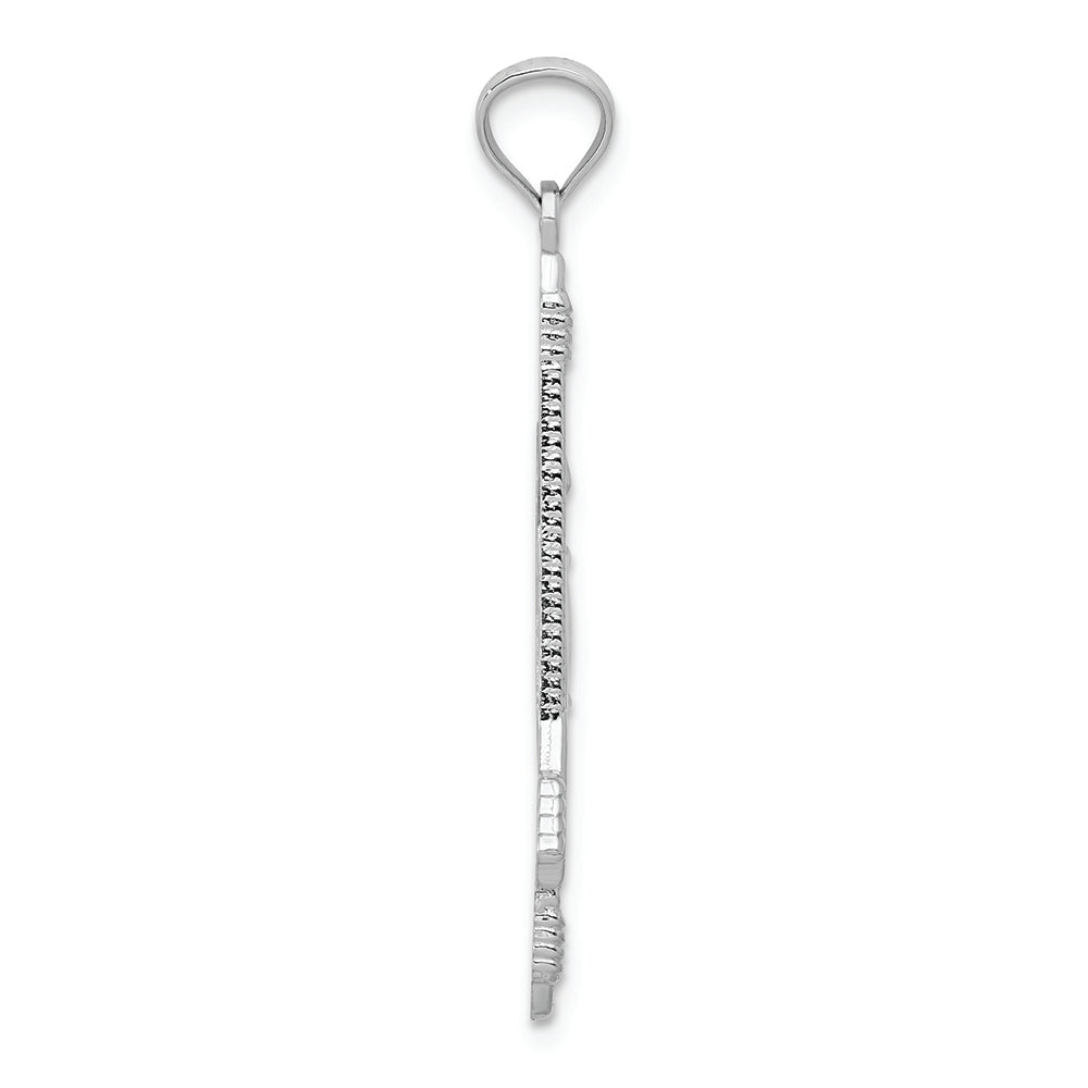 FJC Finejewelers 14k White Gold Polished Textured Bow Arrow Charm