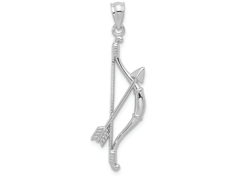 FJC Finejewelers 14k White Gold Polished Textured Bow Arrow Charm