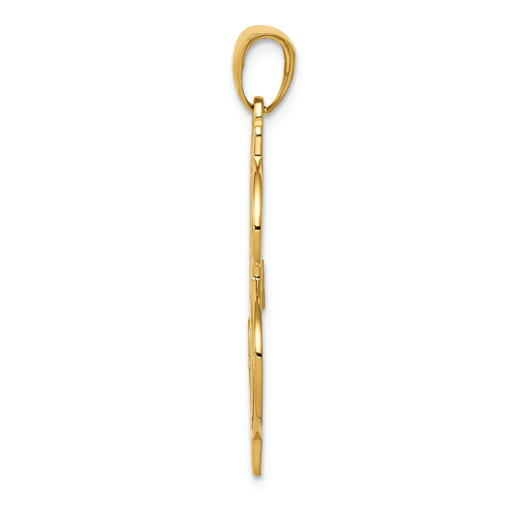 FJC Finejewelers 14k Yellow Gold Polished And Textured Dollar Sign Charm