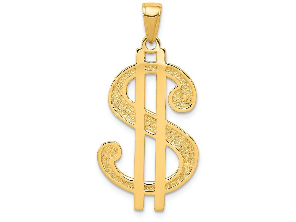 FJC Finejewelers 14k Yellow Gold Polished And Textured Dollar Sign Charm