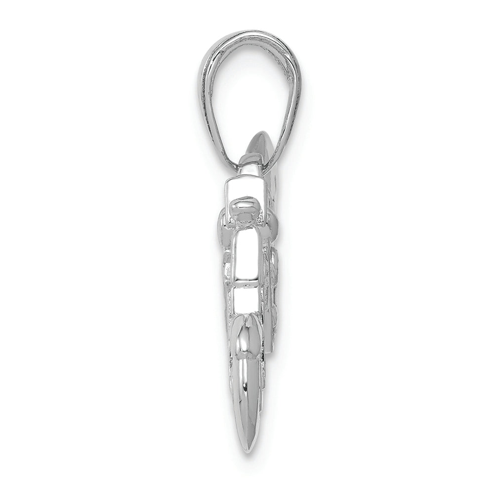 FJC Finejewelers 14k White Gold Gold Polished Textured 3d Motorcycle Charm