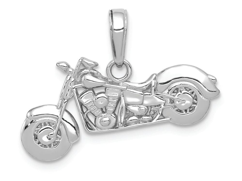 FJC Finejewelers 14k White Gold Gold Polished Textured 3d Motorcycle Charm