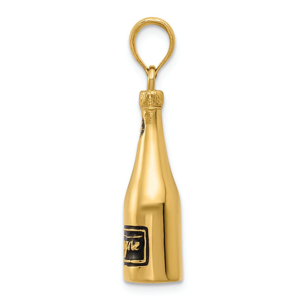FJC Finejewelers 14k Yellow Gold Polished 3d Enameled Champagne Bottle Charm