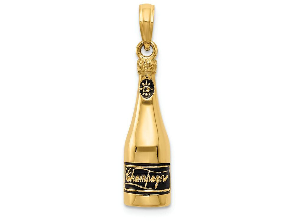 FJC Finejewelers 14k Yellow Gold Polished 3d Enameled Champagne Bottle Charm