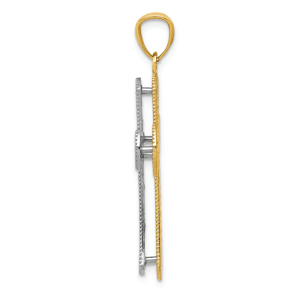 FJC Finejewelers 14k Ywith Gold Polished 2 Level Cross Charm