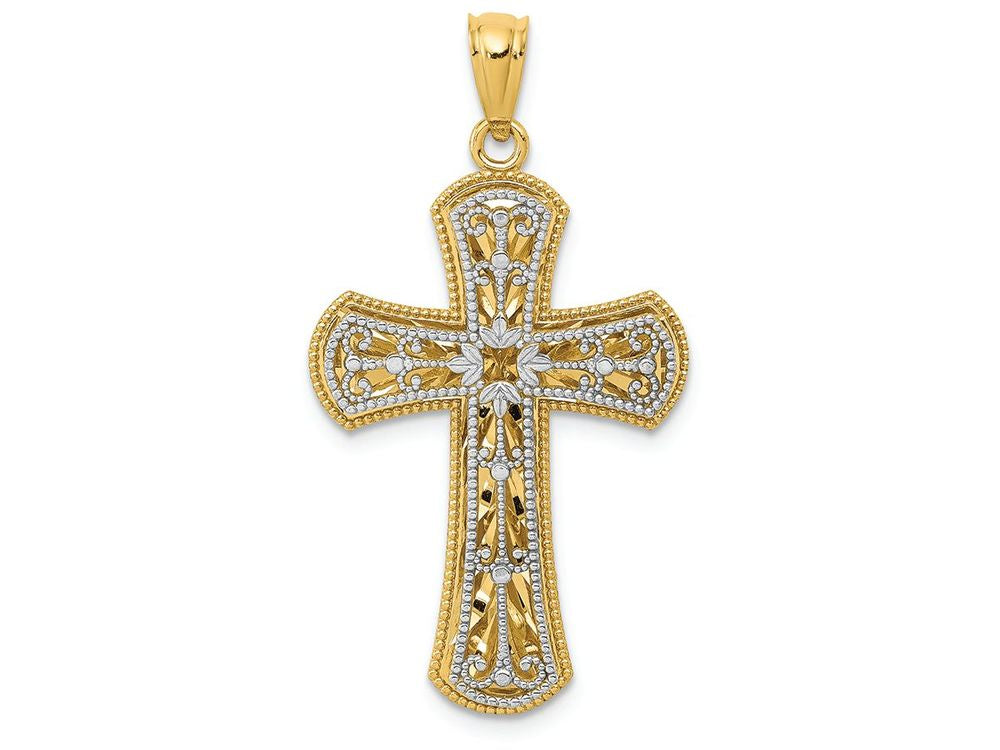 FJC Finejewelers 14k Ywith Gold Polished 2 Level Cross Charm
