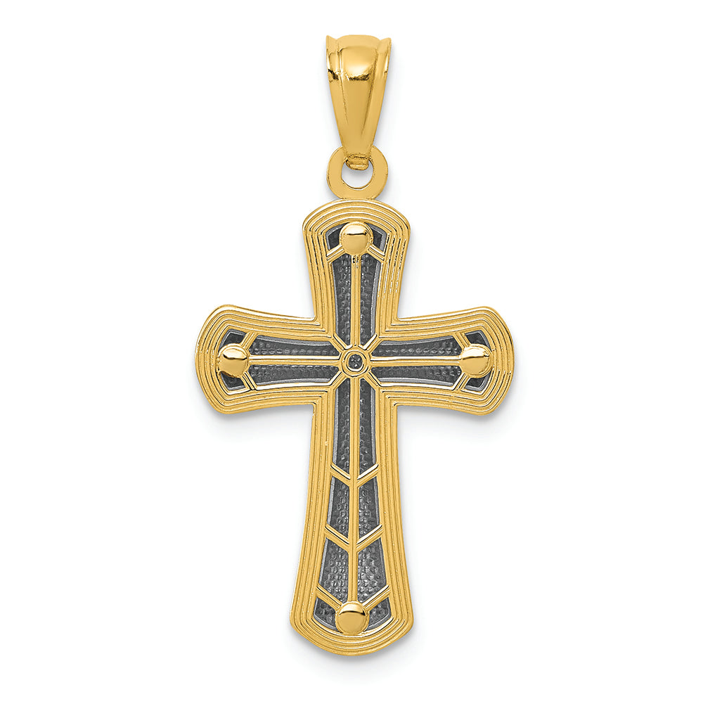 FJC Finejewelers 14k Yellow Gold with Rhodium Polished Cross Charm