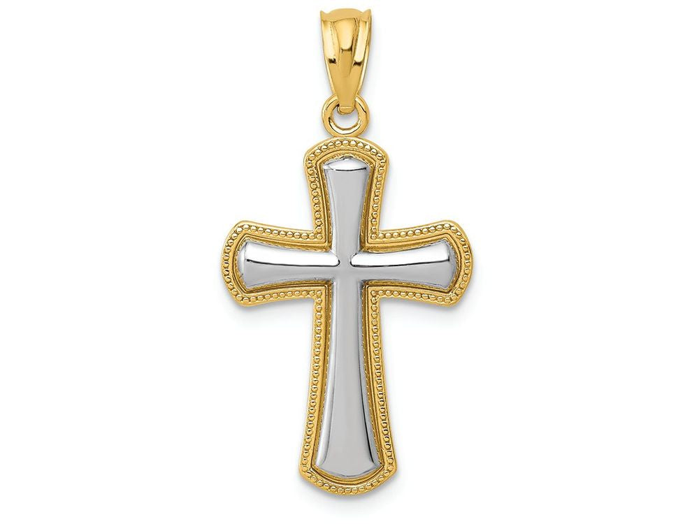 FJC Finejewelers 14k Yellow Gold with Rhodium Polished Cross Charm