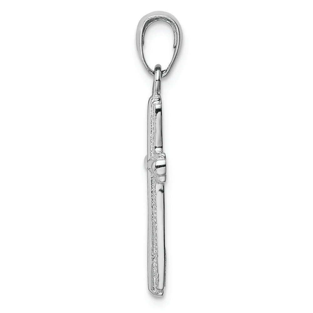 FJC Finejewelers 14k White Gold Cross with Stripped Border Charm