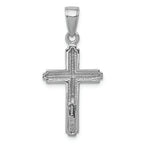 FJC Finejewelers 14k White Gold Cross with Stripped Border Charm