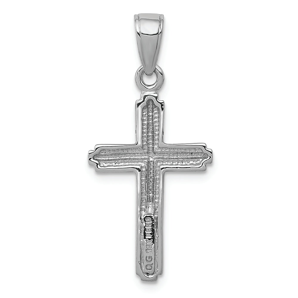 FJC Finejewelers 14k White Gold Cross with Stripped Border Charm