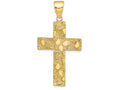 FJC Finejewelers 14k Yellow Gold Polished And Textured Nugget Block Style Cross Charm
