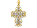 FJC Finejewelers 14k Ywith Gold Polished 2 Level Filigree Cross Charm