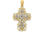 FJC Finejewelers 14k Ywith Gold Polished 2 Level Filigree Cross Charm