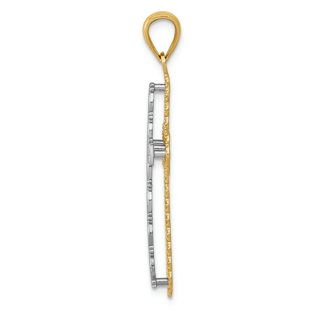 FJC Finejewelers 14k Ywith Gold Polished 2 Level Cross Charm