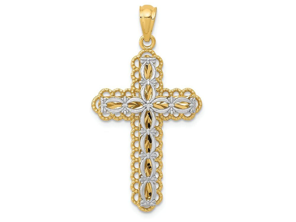 FJC Finejewelers 14k Ywith Gold Polished 2 Level Cross Charm
