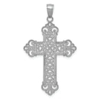 FJC Finejewelers 14k White Gold Large Rope Frame Filigree Cross with Fleur-de-lis Tips(1o Charm