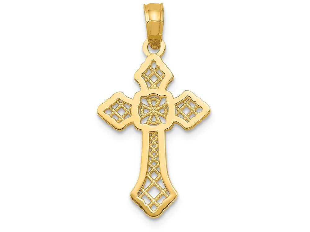FJC Finejewelers 14k Yellow Gold Polished Cross with Lace Center Arrow Tips Charm