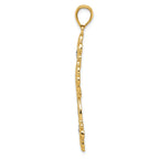 FJC Finejewelers 14k Yellow Gold with Rhodium Polished Textured Pattern Cross Charm