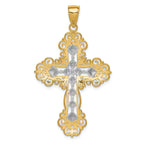 FJC Finejewelers 14k Yellow Gold with Rhodium Polished Textured Pattern Cross Charm