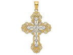 FJC Finejewelers 14k Yellow Gold with Rhodium Polished Textured Pattern Cross Charm