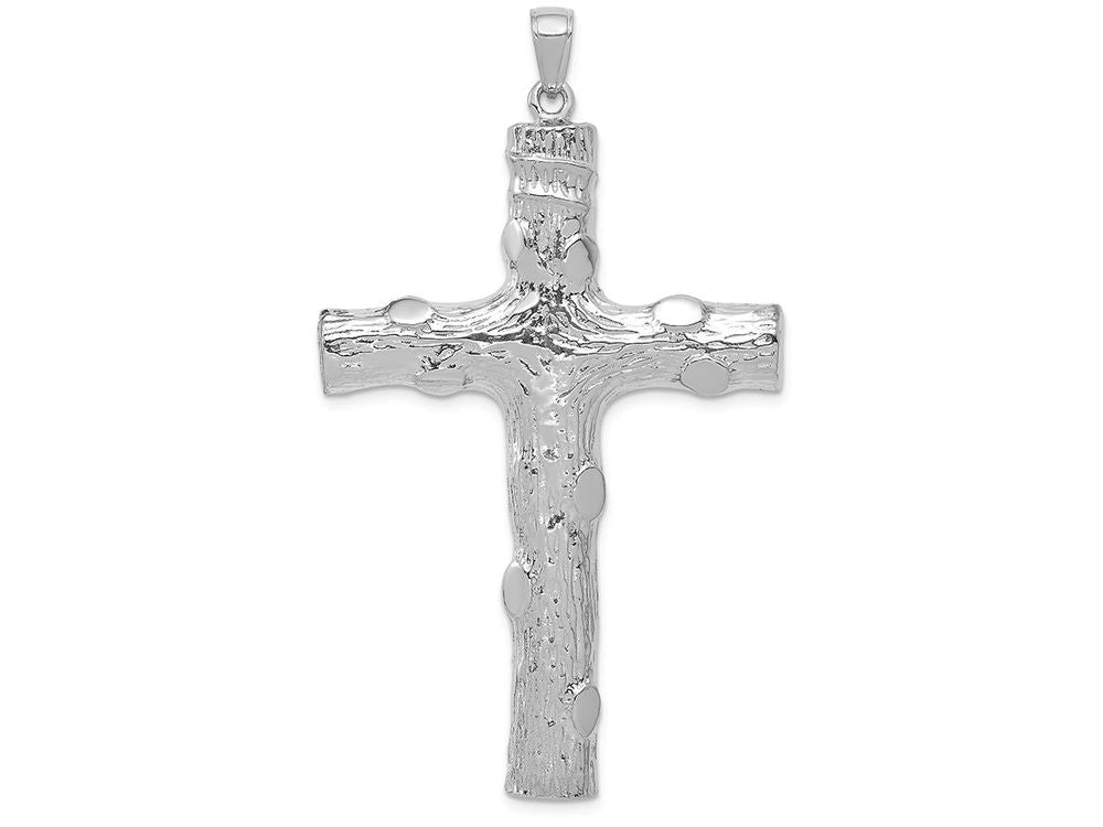 FJC Finejewelers 14k White Gold Large Nugget Cross Accent Charm