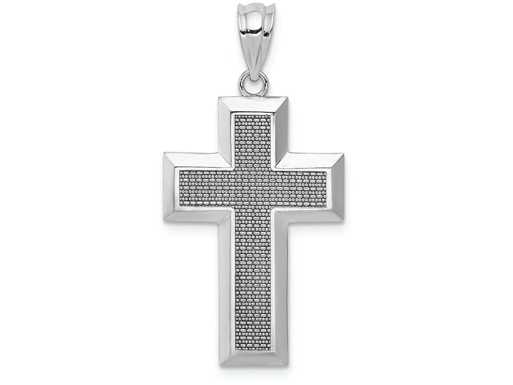 FJC Finejewelers 14k White Gold Polished Textured Cross Charm