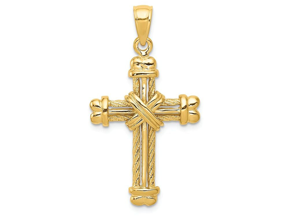 FJC Finejewelers 14k Yellow Gold Polished Textured Cross Charm