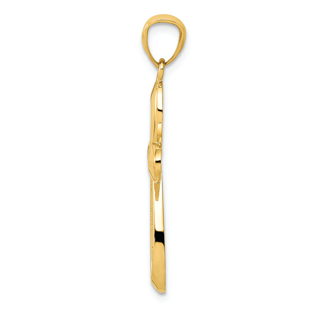 FJC Finejewelers 14k Yellow Gold Polished Ribbon Cross Charm