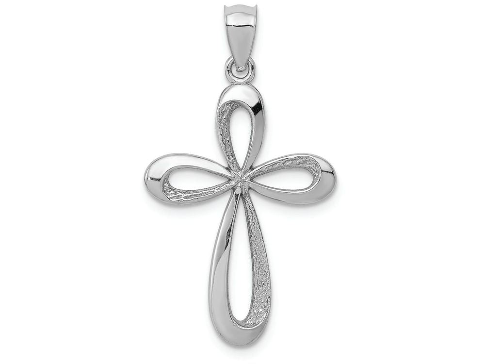 FJC Finejewelers 14k White Gold Polished Ribbon Cross Charm