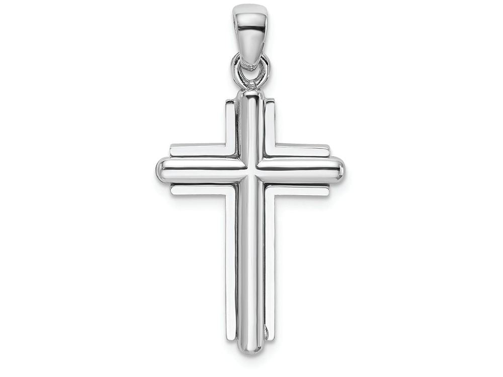 FJC Finejewelers 14k White Gold Beveled Stick Cross with Frame Charm