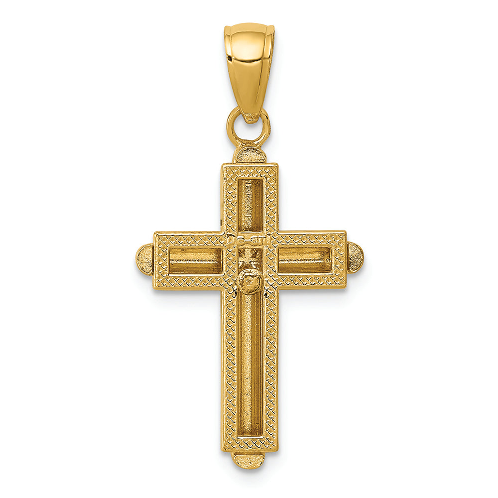 FJC Finejewelers 14k Yellow Gold Polished Beveled Stick Cross with Frame Charm