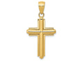 FJC Finejewelers 14k Yellow Gold Polished Beveled Stick Cross with Frame Charm