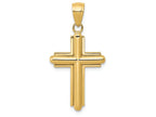 FJC Finejewelers 14k Yellow Gold Polished Beveled Stick Cross with Frame Charm